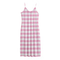 Pink And White Gingham Pattern Print Jersey Midi Cami Dress