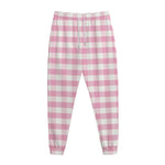 Pink And White Gingham Pattern Print Jogger Pants