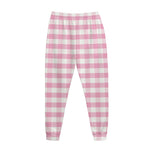Pink And White Gingham Pattern Print Jogger Pants
