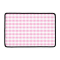 Pink And White Gingham Pattern Print Kitchen Mat