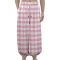 Pink And White Gingham Pattern Print Lantern Pants