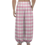 Pink And White Gingham Pattern Print Lantern Pants