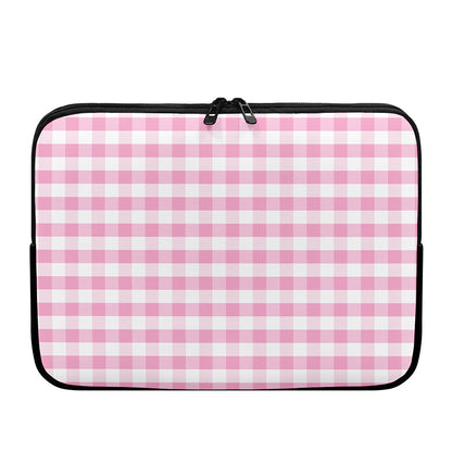Pink And White Gingham Pattern Print Laptop Sleeve