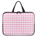 Pink And White Gingham Pattern Print Laptop Sleeve With Handle