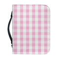 Pink And White Gingham Pattern Print Leather Bible Cover