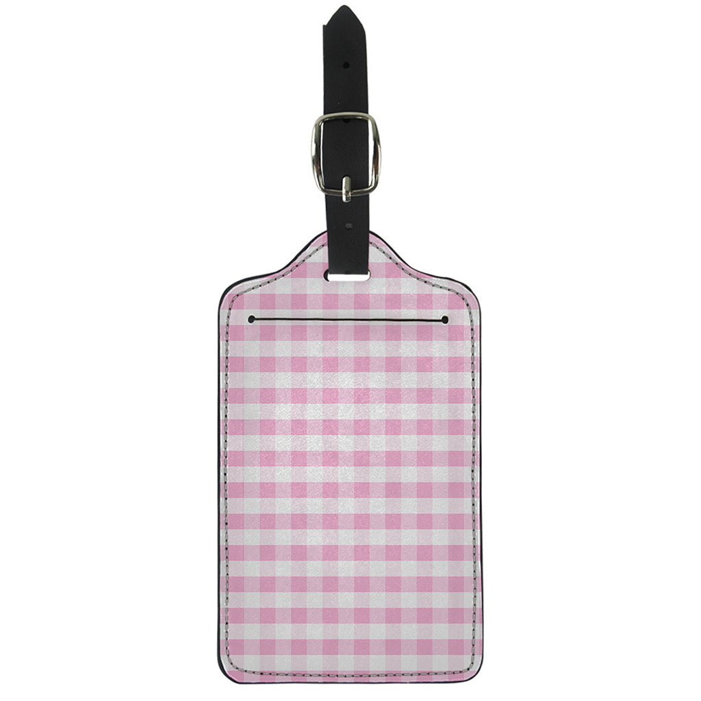 Pink And White Gingham Pattern Print Luggage Tag