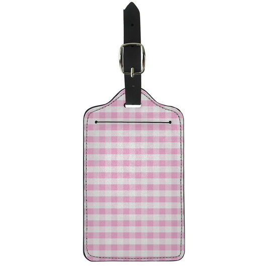 Pink And White Gingham Pattern Print Luggage Tag