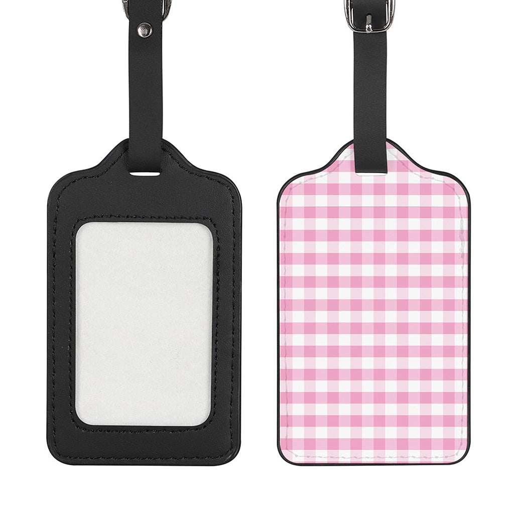 Pink And White Gingham Pattern Print Luggage Tag