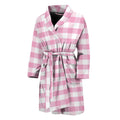 Pink And White Gingham Pattern Print Men's Bathrobe