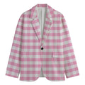 Pink And White Gingham Pattern Print Men's Blazer