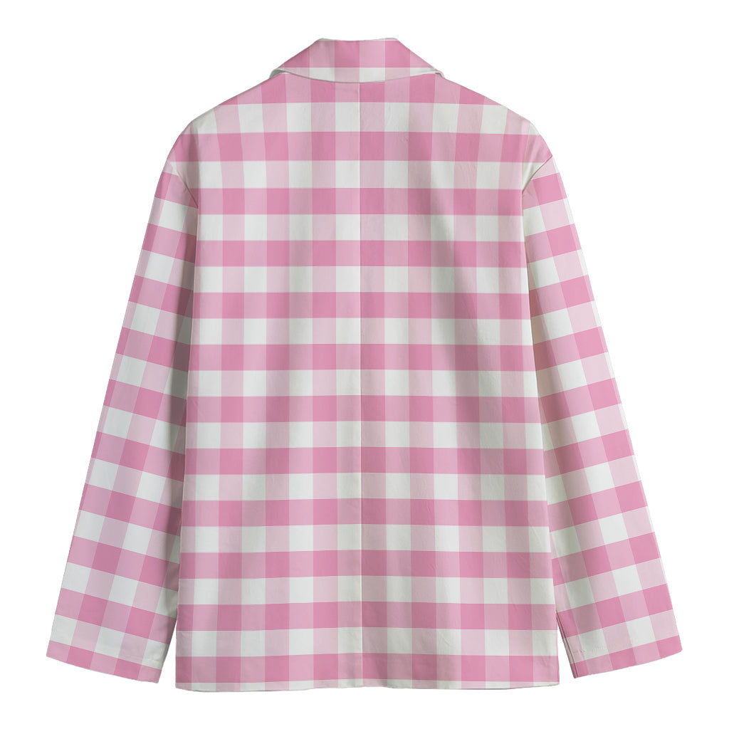 Pink And White Gingham Pattern Print Men's Blazer