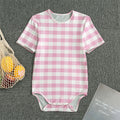 Pink And White Gingham Pattern Print Men's Bodysuit