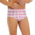 Pink And White Gingham Pattern Print Men's Briefs