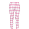 Pink And White Gingham Pattern Print Men's Leggings