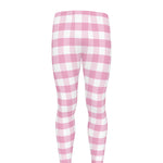 Pink And White Gingham Pattern Print Men's leggings