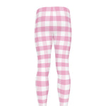 Pink And White Gingham Pattern Print Men's leggings