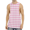 Pink And White Gingham Pattern Print Men's Muscle Tank Top