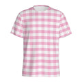 Pink And White Gingham Pattern Print Men's Athletic T-Shirt