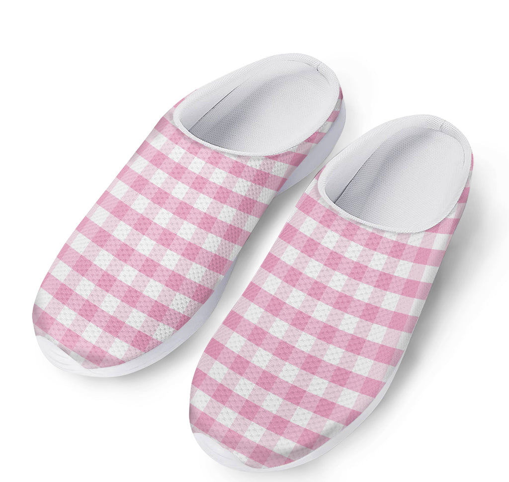 Pink And White Gingham Pattern Print Mesh Casual Shoes
