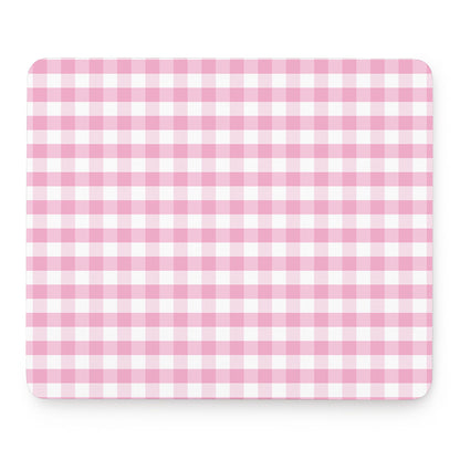 Pink And White Gingham Pattern Print Mouse Pad