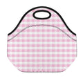 Pink And White Gingham Pattern Print Neoprene Lunch Bag