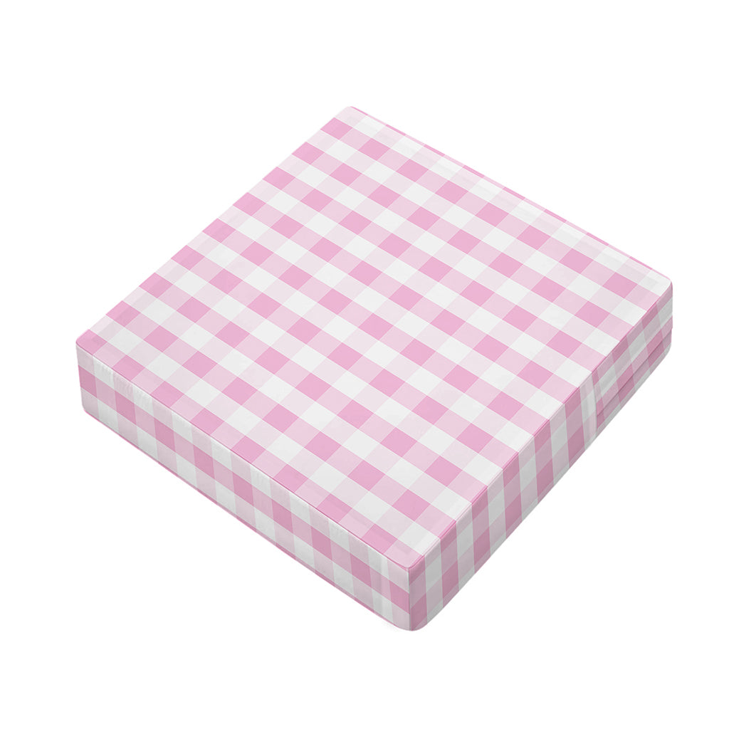 Pink And White Gingham Pattern Print Outdoor Seat Cushion Cover