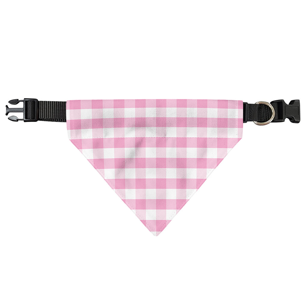 Pink And White Gingham Pattern Print Over The Collar Dog Bandana