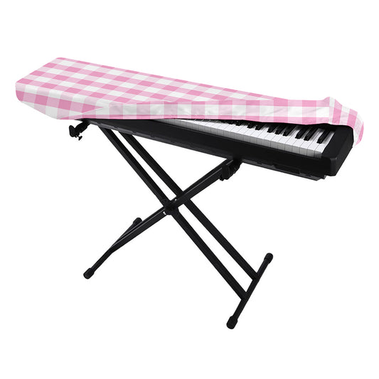 Pink And White Gingham Pattern Print Piano Keyboard Cover