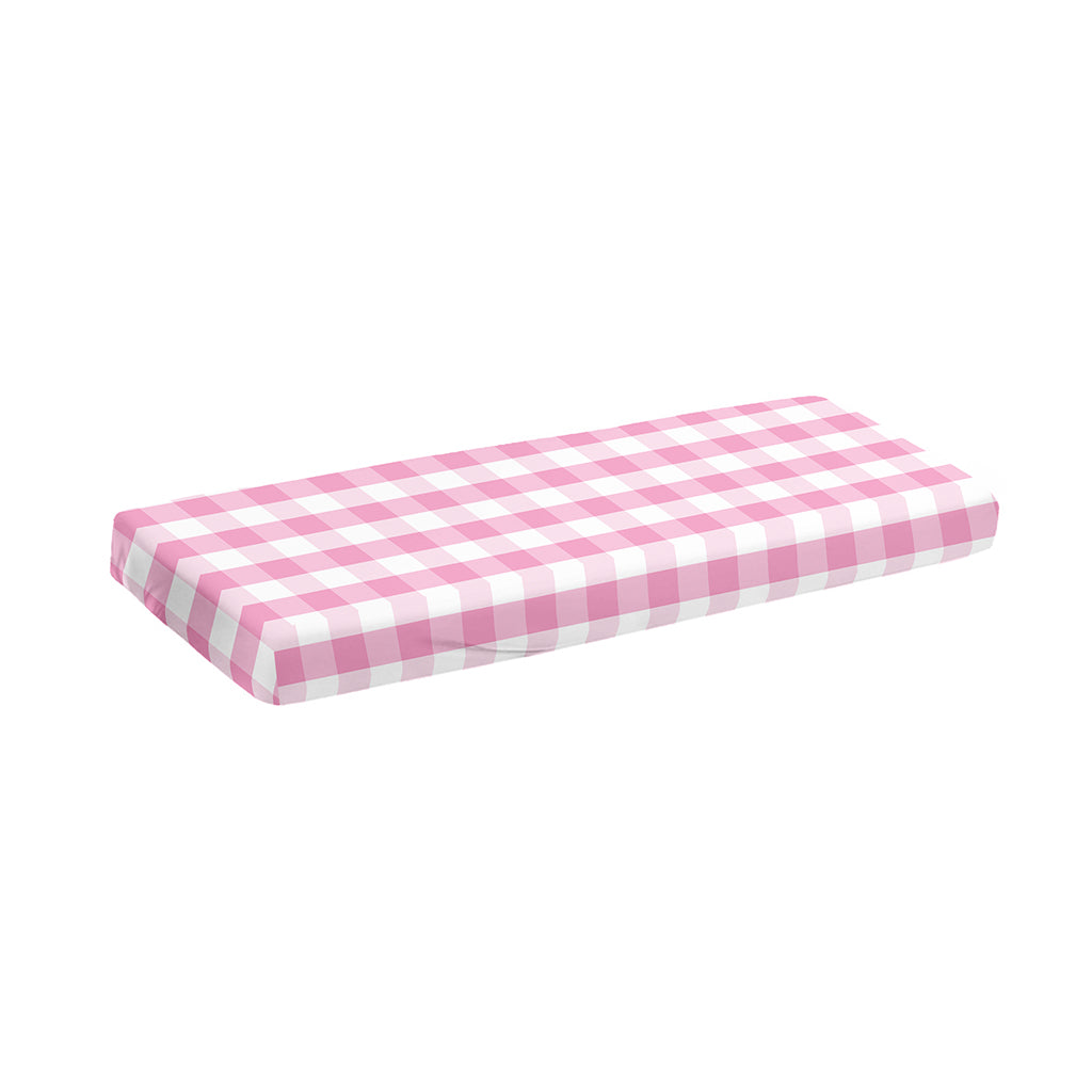 Pink And White Gingham Pattern Print Piano Keyboard Cover