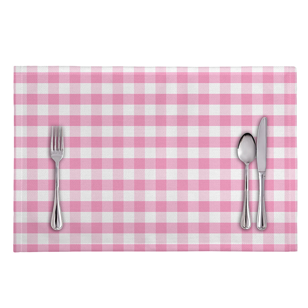 Pink And White Gingham Pattern Print Placemat