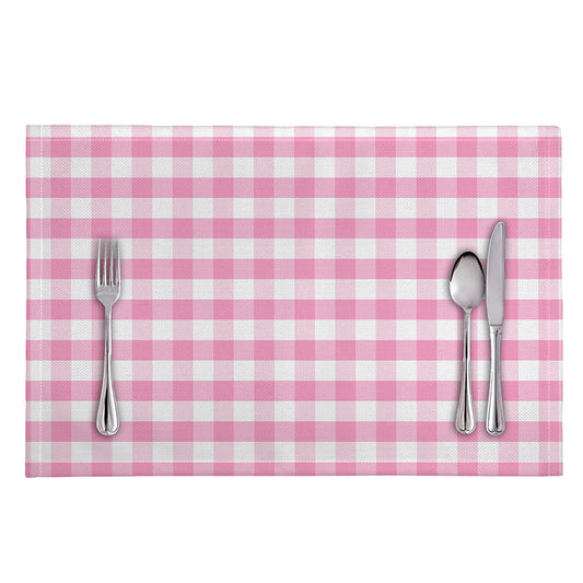 Pink And White Gingham Pattern Print Placemat