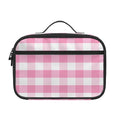 Pink And White Gingham Pattern Print Portable Lunch Bag