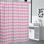Pink And White Gingham Pattern Print Premium Shower Curtain