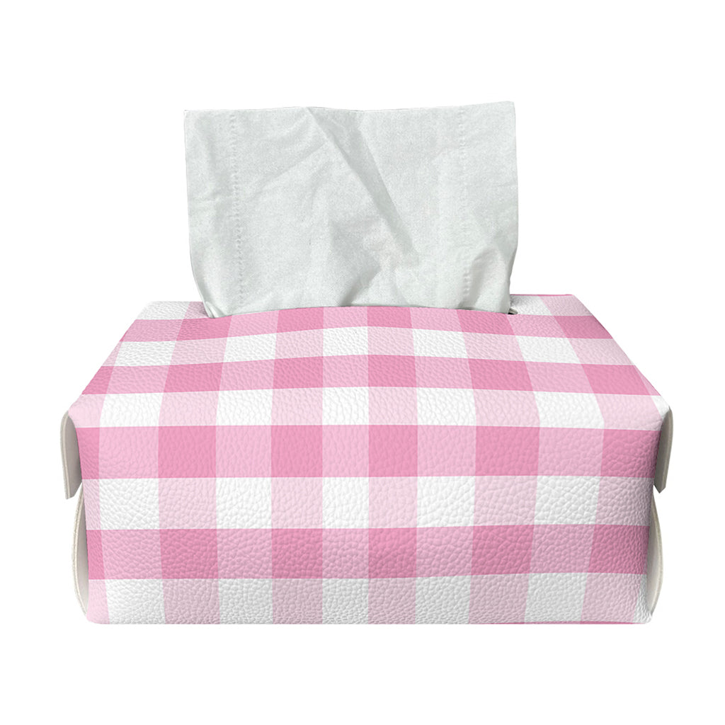 Pink And White Gingham Pattern Print Rectangle Tissue Box Cover