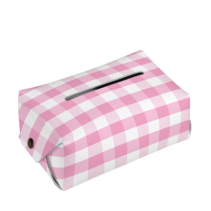 Pink And White Gingham Pattern Print Rectangle Tissue Box Cover
