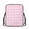 Pink And White Gingham Pattern Print Rectangular Crossbody Bag