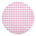 Pink And White Gingham Pattern Print Round Blanket