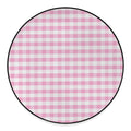 Pink And White Gingham Pattern Print Round Floor Mat