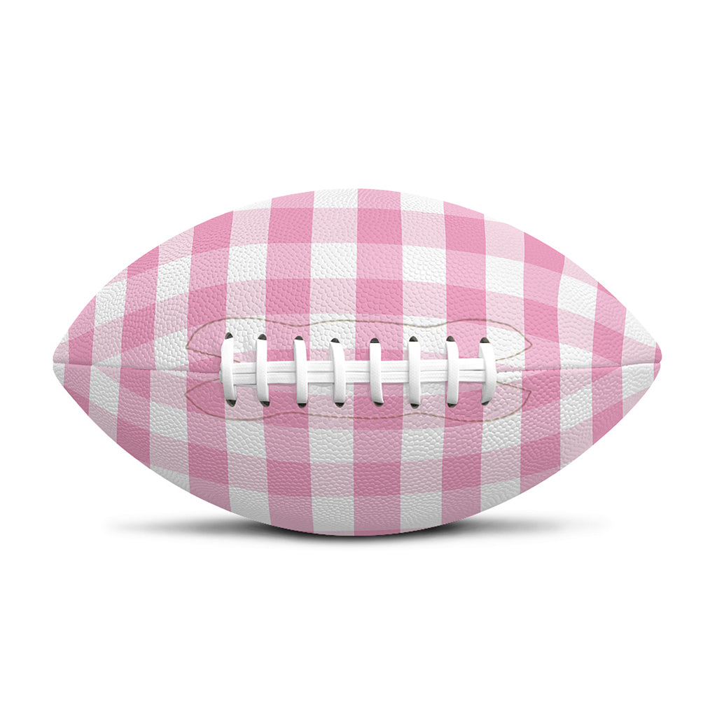 Pink And White Gingham Pattern Print Rugby Ball