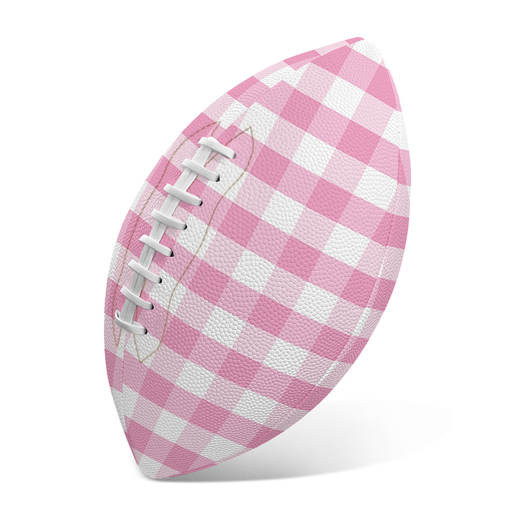 Pink And White Gingham Pattern Print Rugby Ball