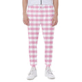 Pink And White Gingham Pattern Print Joggers