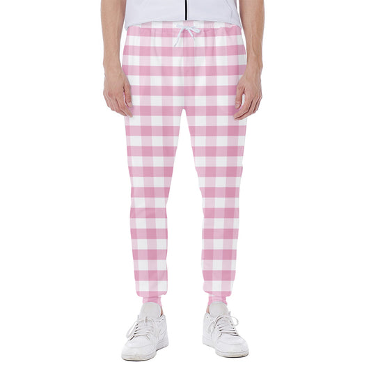 Pink And White Gingham Pattern Print Scuba Joggers