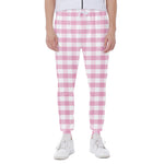 Pink And White Gingham Pattern Print Scuba Joggers