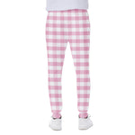 Pink And White Gingham Pattern Print Scuba Joggers