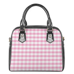 Pink And White Gingham Pattern Print Shoulder Handbag