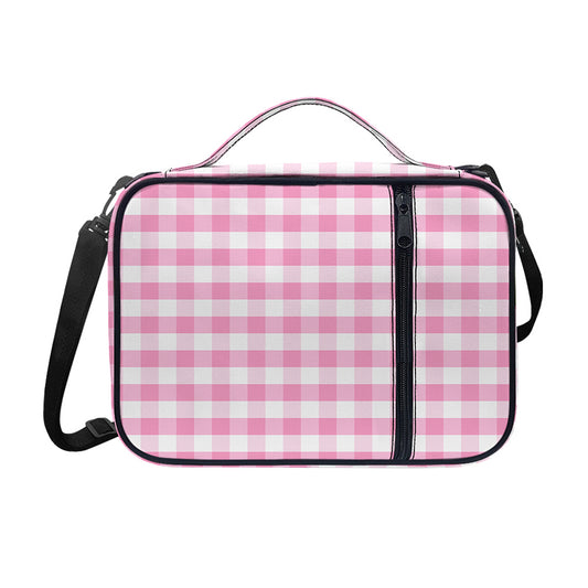 Pink And White Gingham Pattern Print Shoulder Strap Bible Bag