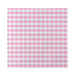 Pink And White Gingham Pattern Print Silk Bandana