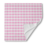 Pink And White Gingham Pattern Print Silk Bandana
