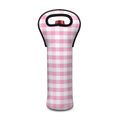Pink And White Gingham Pattern Print Single Neoprene Wine Tote