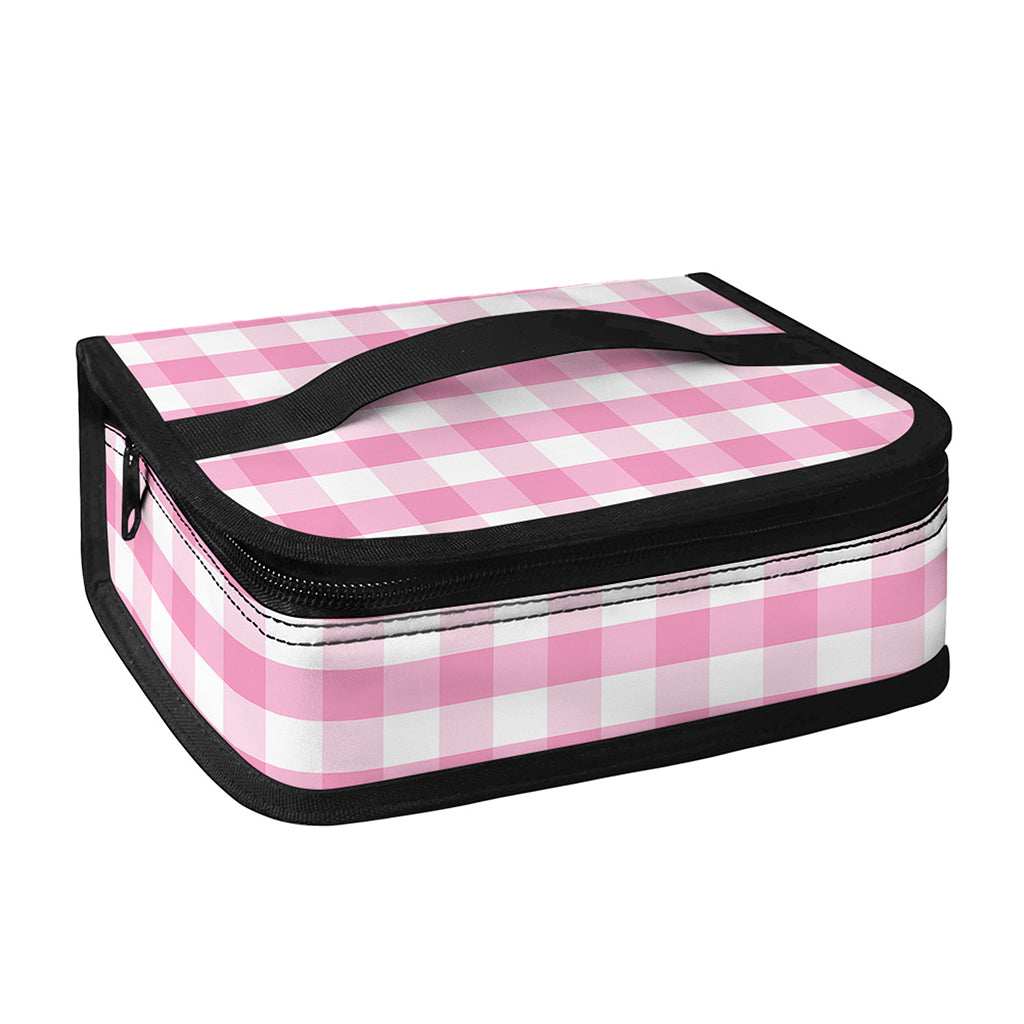 Pink And White Gingham Pattern Print Small Lunch Bag